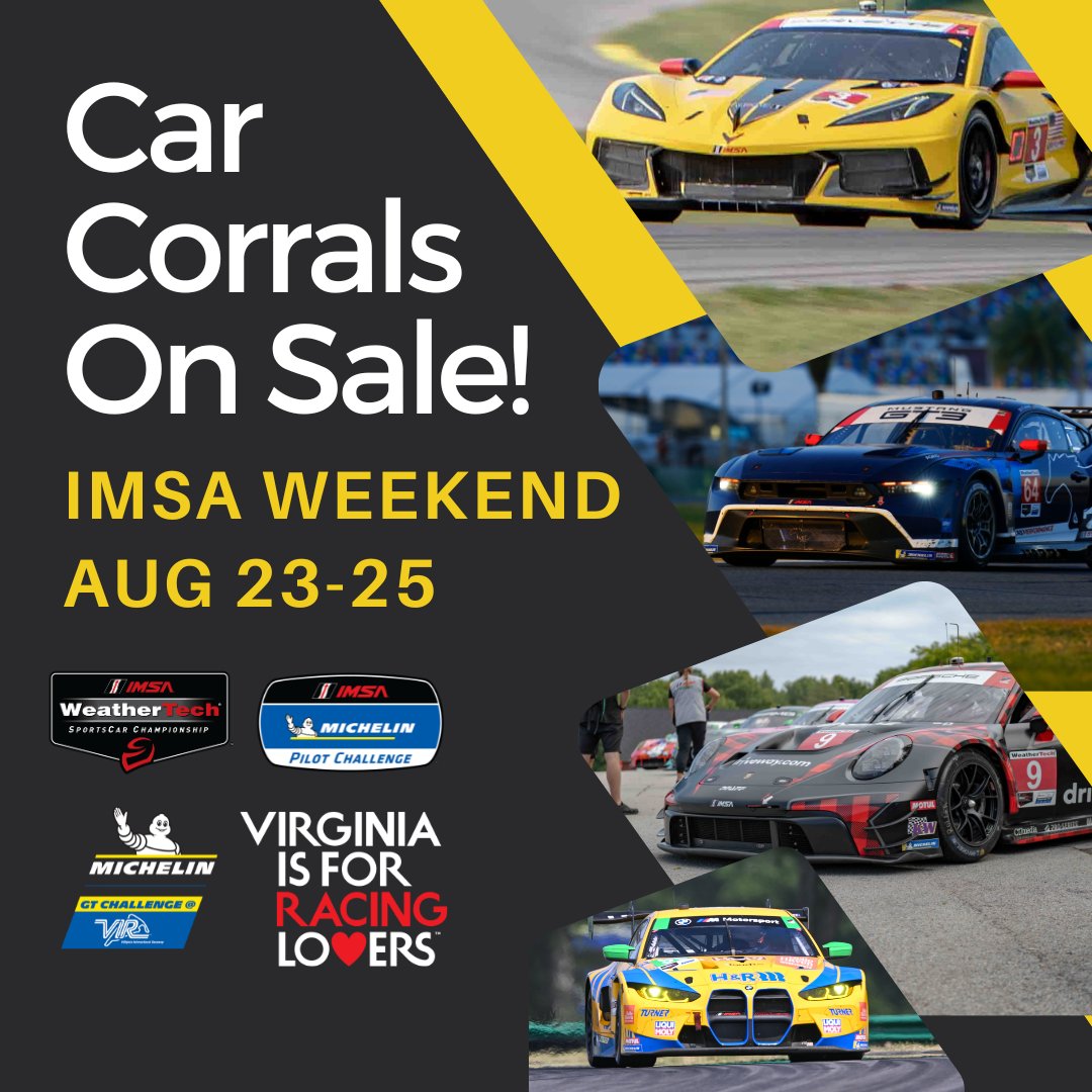 🚨NEW CAR CORRAL🚨 We are excited to launch the brand new Mustang Corral for #MichelinVIR! Buy your corral ticket today! More Info: ow.ly/Cw1p50RxncB @IMSA / @FordPerformance / @MichelinRaceUSA / @VisitVirginia