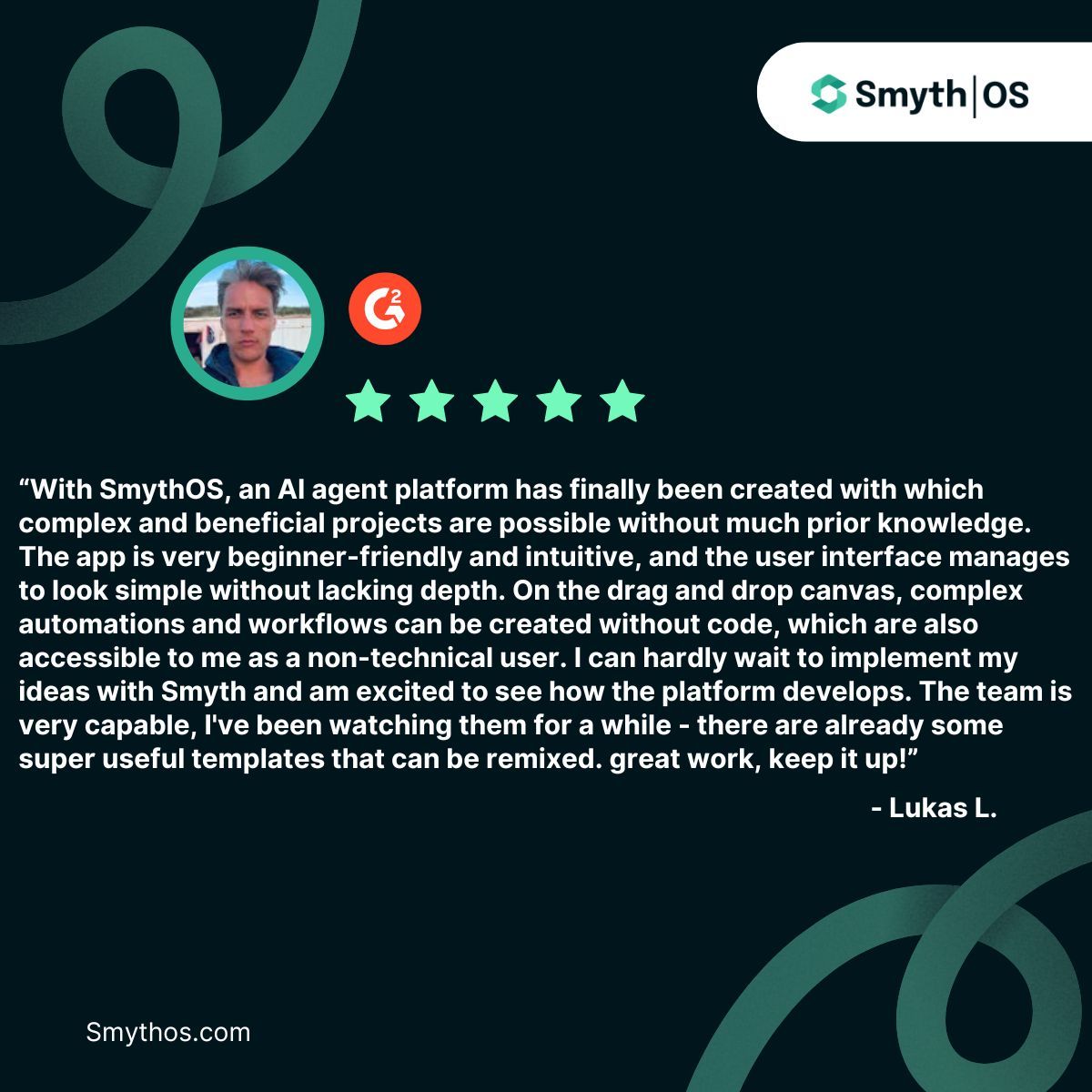 Today's featured SmythOS Review!

Special thanks to Lukas L. for sharing your thoughts.

Source: @G2dotcom 

#Review #AIAutomation #SmythOS #APIs #EmergingTechnology #Nocode #AI #Developers #APIIntegration #AIPlatform