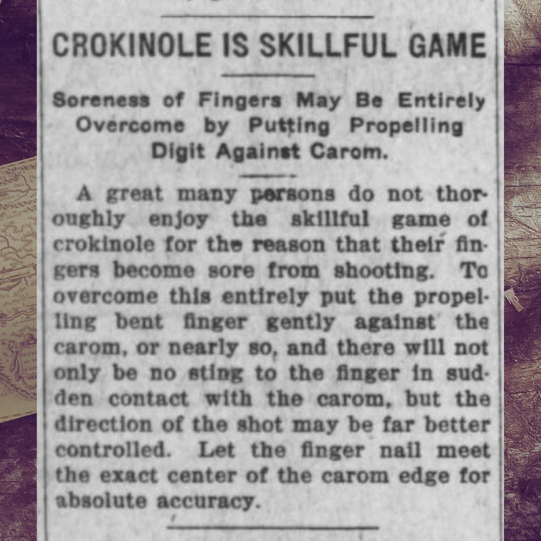 TraceyBoards's tweet image. FUN FACT: people have been complaining about Crokinole hurting their fingers for over a century 🤣 SHARE with a friend that you’ve heard complain about their nails hurting after some Crokinole