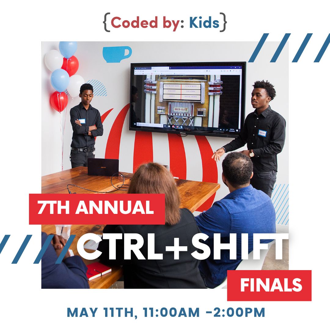 After months of hard work, our #CtrlShiftCBK students are ready to showcase their websites and compete for the $5,000 grand prize! Join us THIS WEEKEND on May 11th for the final competition. Register: lu.ma/ez1ayd7d

#CodedByKids #CodingCompetition #PhillyTech #PTW24