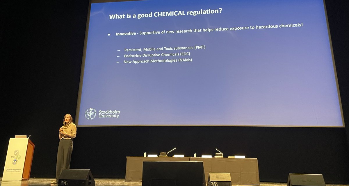 Inspiring to be at @m_agerstrand’s keynote at #SETACSeville! When discussing examples of good chemical regulations, Marlene highlighted #PMT substance policy as supporting innovation and research to reduce exposure of hazardous substances!