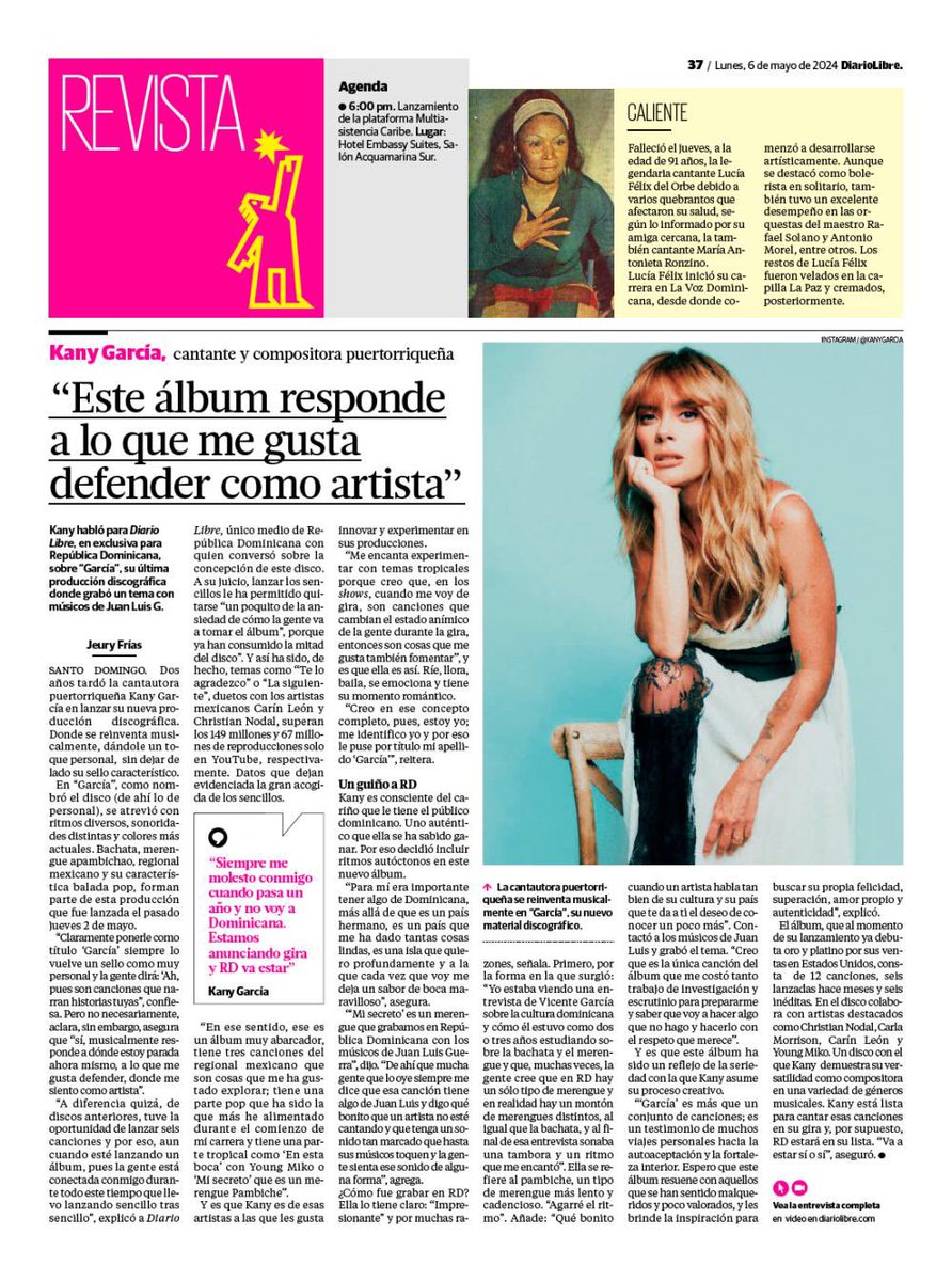 “Este álbum responde a lo que me gusta defender como artista” @kanygarcia entrevista @DiarioLibre diariolibre.com/revista/musica…