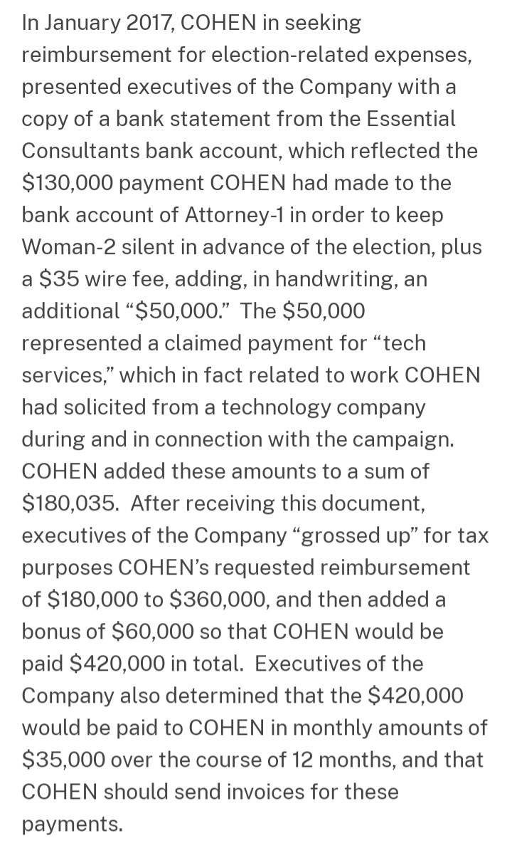 @AWeissmann_ The $50,000 was identified as being 'in connection with the campaign' in Cohen's 2018 SDNY indictment.

This isn't merely the Manhattan DA's opinion. That was the assessment of *Trump's Justice Department*.