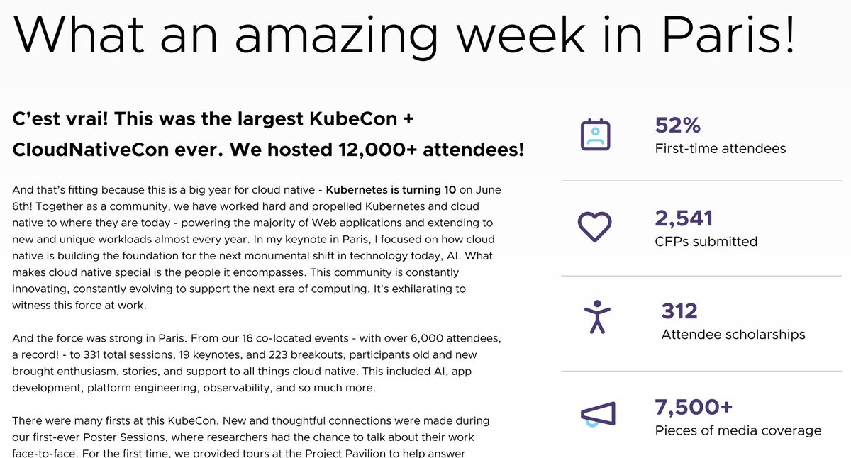 #KubeCon + #CloudNativeCon Europe in Paris was FANTASTIC and the largest KubeCon conference to date 🙌. We have a transparency report for you! cncf.io/reports/kubeco…
