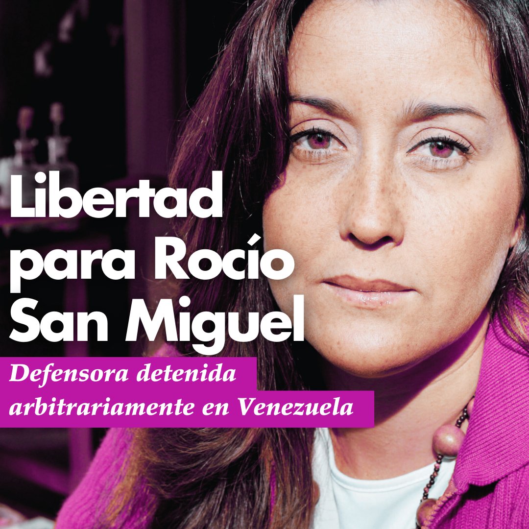 Una defensora de DDHH fue víctima de desaparición forzada y está detenida arbitrariamente en Venezuela: Rocío San Miguel, quien hoy #6May cumple años y lo pasará en el centro de torturas El Helicoide. Ella sigue sin poder designar a sus abogados #LiberenARocioSanMiguel 🗣️ La…