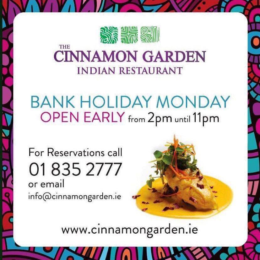 Celebrate today's bank holiday with us at Cinnamon Garden! 🎉 We're open from 2 pm to 11 pm, serving up all your favorites. Book your table now at cinnamongarden.ie/reservations or call us at (01) 835 2777. Let's make the most of this extra day off! #bankholiday #cinnamongarden