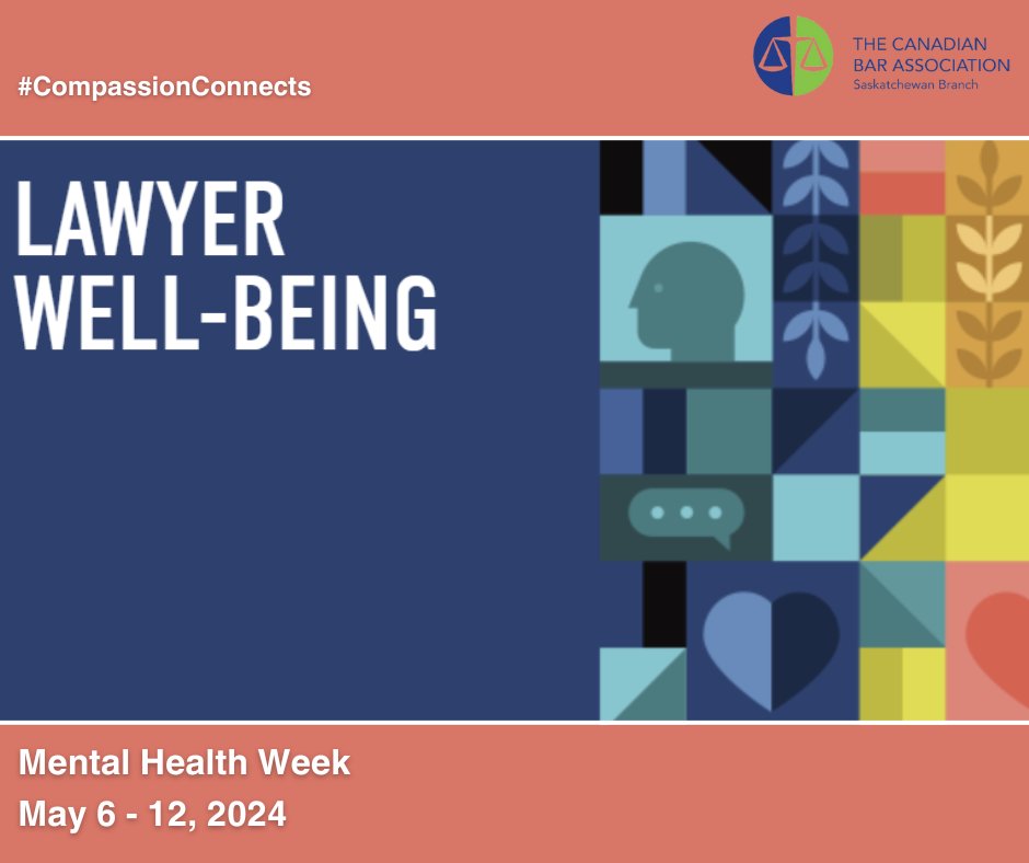 It's Canadian Mental Health week, and this year's theme is centered on the healing power of compassion. This week of recognition is a strong reminder of the importance of mental wellness.

For lawyer well-being resources, visit: bit.ly/3C4fuvn

#CompassionConnects