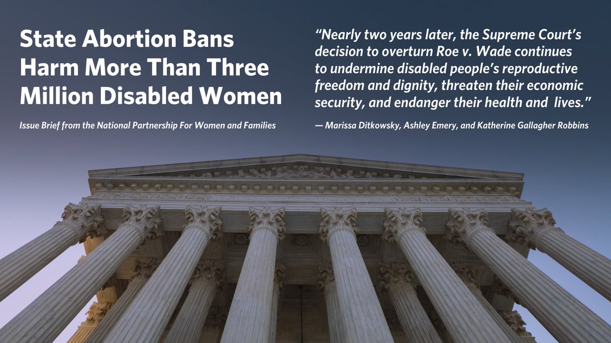 New analysis from @NPWF finds that more than 3 million disabled women live in the 26 states that have banned or are likely to ban #abortion since Dobbs. That accounts for more than half of all disabled women in the U.S. #DisabilityTwitter zurl.co/Ue6L