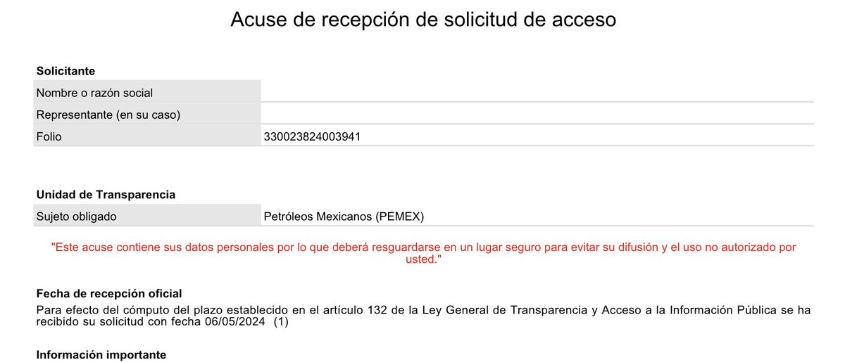 Según los dichos de Oropeza cualquier acto de corrupción puede abrirse sin reservas, por fin van darnos las investigaciones internas en @Pemex por corrupción de Odebrecht y Agro Nitrogenados que negaron 5 años Ya hice mi solicitud por si quieren emocionarse cuando la entreguen 👇