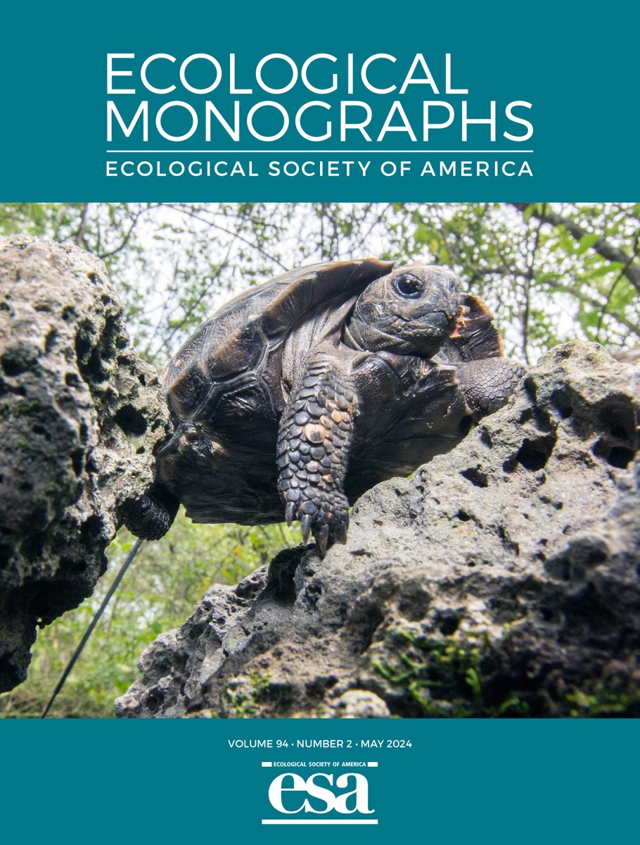 Our May issue is out! With cover-tortoise 'Samuel,' one of the few survivors in a long-running study by Blake et al. tracking Galapagos tortoise hatchlings Find the study - and others in the issue - here: esajournals.onlinelibrary.wiley.com/toc/15577015/2…