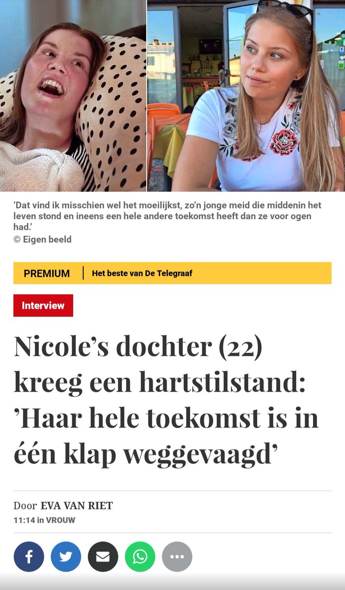 Televaag: ik kan 't artikel niet lezen. Vreselijk voor 't meisje & haar dierbaren 😱😔 Maar wat bij dit soort verhalen bij mij als 1e opkomt is: heeft ze al haar prikjes gehad ? Maar dát mag je niet vragen tegenwoordig. Dát mocht alleen als je een kroeg in wilde of een vliegtuig