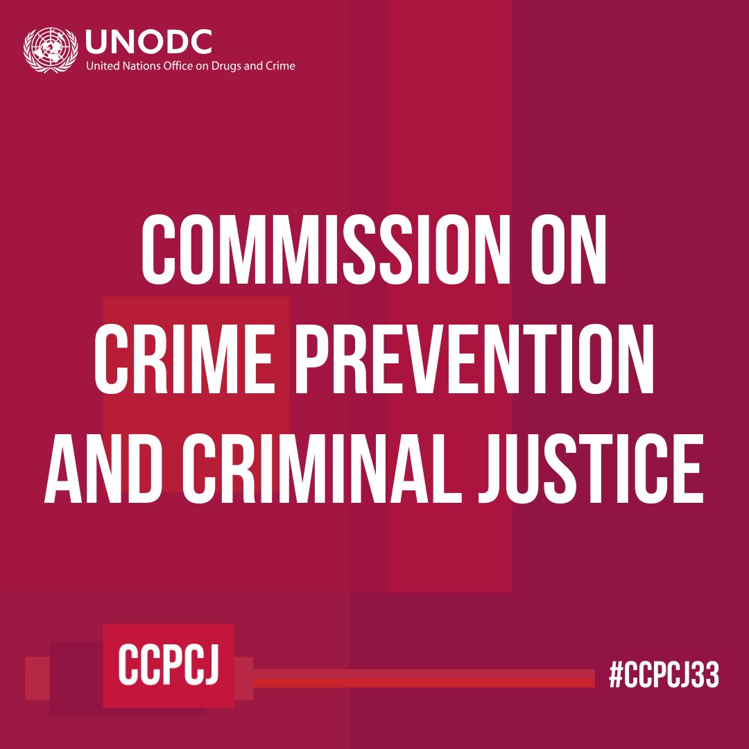 📣 La 33e session de la Commission pour la prévention du crime et la justice pénale aura lieu du 13 au 17 mai à @UN_Vienna & en ligne. Suivez #CCPCJ33, @CCPCJ & @UNODC pour en savoir plus sur les objectifs de la commission! bit.ly/CCPCJ33
