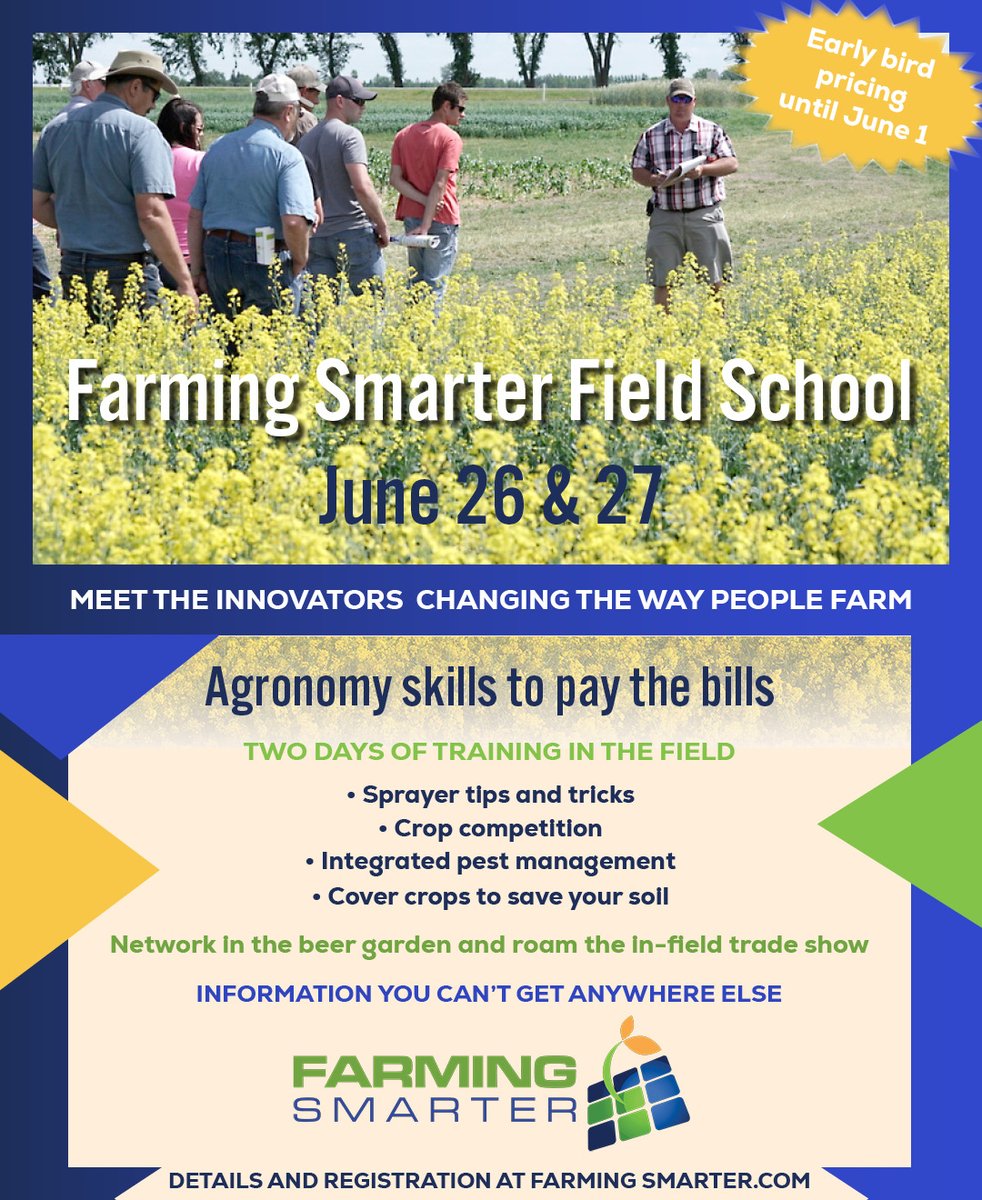 'Agronomy skills to pay the bills' is the theme for this year's Farming Smarter Field School. We've got two days of training in the field with some great speakers. Plus, there is a trade show, beer gardens and more. #farmingsmarter #fieldschool #ageducation #agriculture