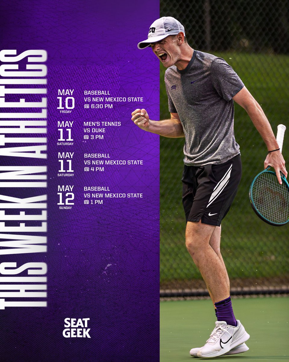 We’re hosting @NCAA Men’s Tennis Super Regionals and have a baseball home series this weekend. #GoFrogs