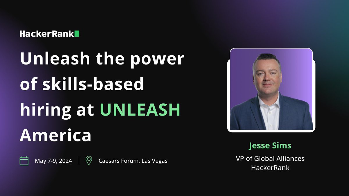 Excited to announce that Jesse Sims, VP of Global Alliances at HackerRank will be attending UNLEASH, the premier HR event of the year in Las Vegas from May 7th-9th, 2024. Don't miss your chance to connect with Jesse and explore how our innovative solutions can help you! ✨