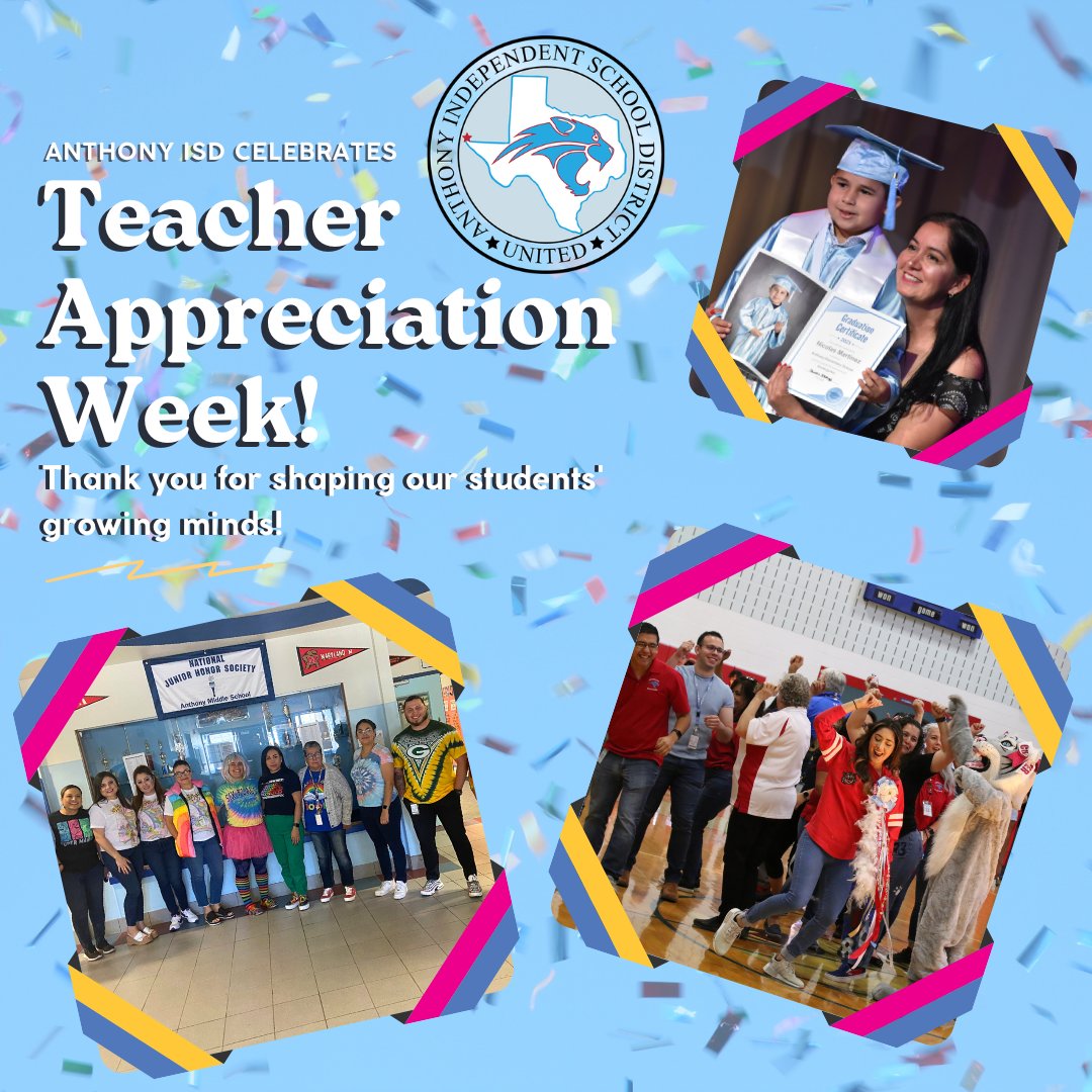 Anthony ISD recognizes our teachers for their lasting contributions to our students' lives and tireless efforts, time, and dedication to educate our students. 📚 Thank you for shaping the next generation! 🧠