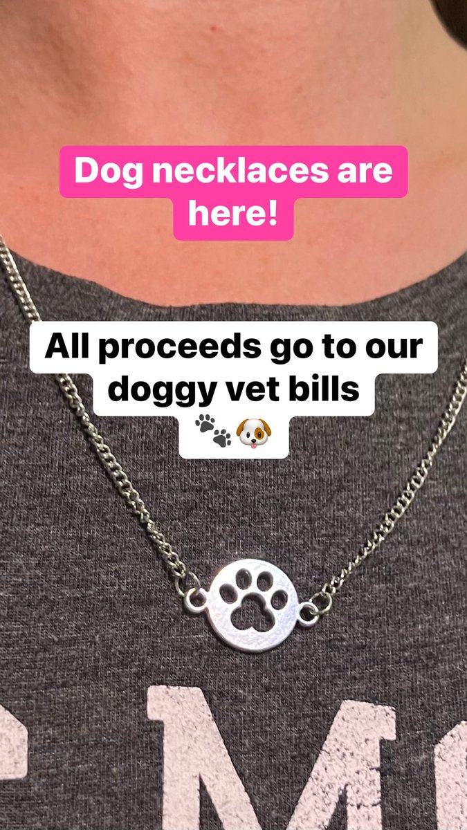 Dog paw necklaces are here! We also have cow, pigs, sheep, chicken, cat, tortoise, and more styles of earrings, bracelets, and jewelry. All proceeds go towards doggy medical bills ❤️🐶