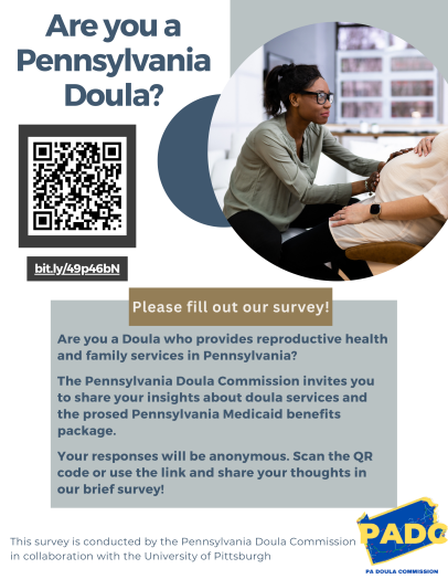 We are doing research with the University of Pittsburgh and need input from Pennsylvania #doulas. Share your experience on how doula services should be provided through Medicaid!

pitt.co1.qualtrics.com/jfe/form/SV_eV…

#doulacare #doulasupport #doulaprovider #doulaaccess #postpartum