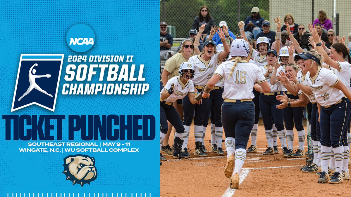 'DOGS WILL HOST!! #8 @WingateSoftball is the number one seed in this week's @NCAADII Southeast Regional! 'Dogs will open up NCAA Tourney play at home Thursday, hosting Anderson at 1 PM! Story | shorturl.at/gtxz3 #OneDog