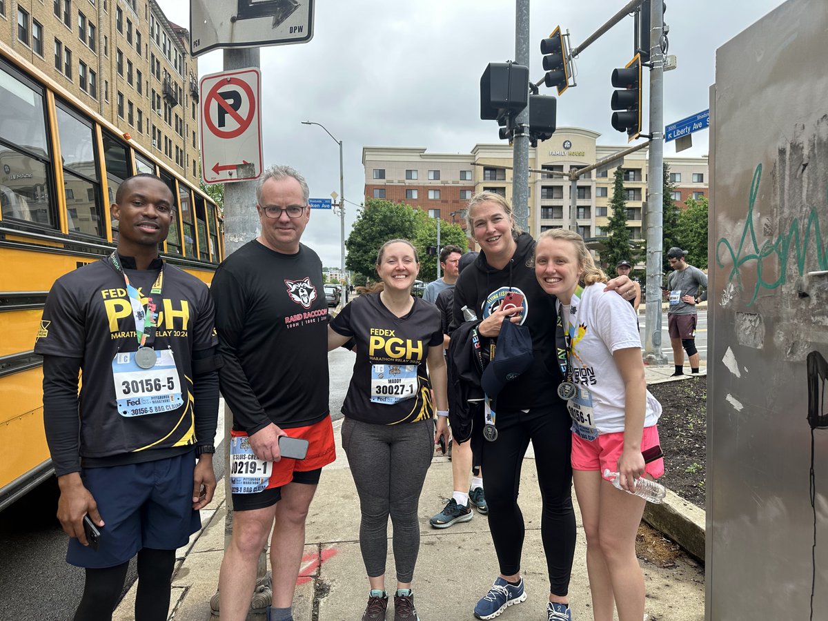 IDPittStop's tweet photo. 🏃♀️🏃♂️ Shoutout to Pitt ID's Feverish Feet, Contagion Chasers, and Actin Rockets for running the @PGHMarathon! These staff and faculty aren't just infectious diseases experts—they're road warriors, too! Congrats on crossing the finish line! 🏅 #MOVEPittsburgh #idpittstop https://t.co/9QYruByVVU