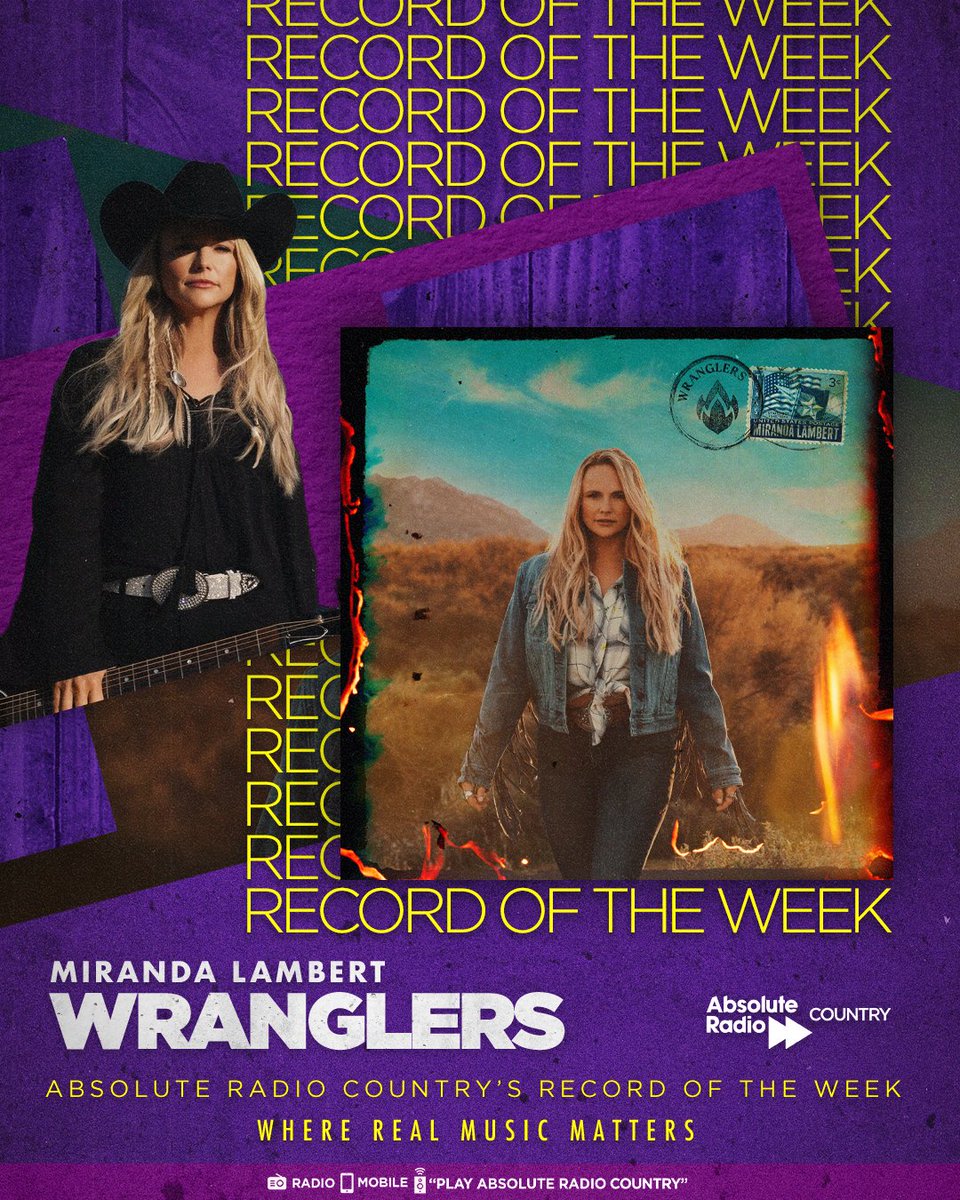 'Hell hath no fury like a woman scorned' Absolute Radio Country's brand-new Record of The Week is @MirandaLambert - 'Wranglers'.