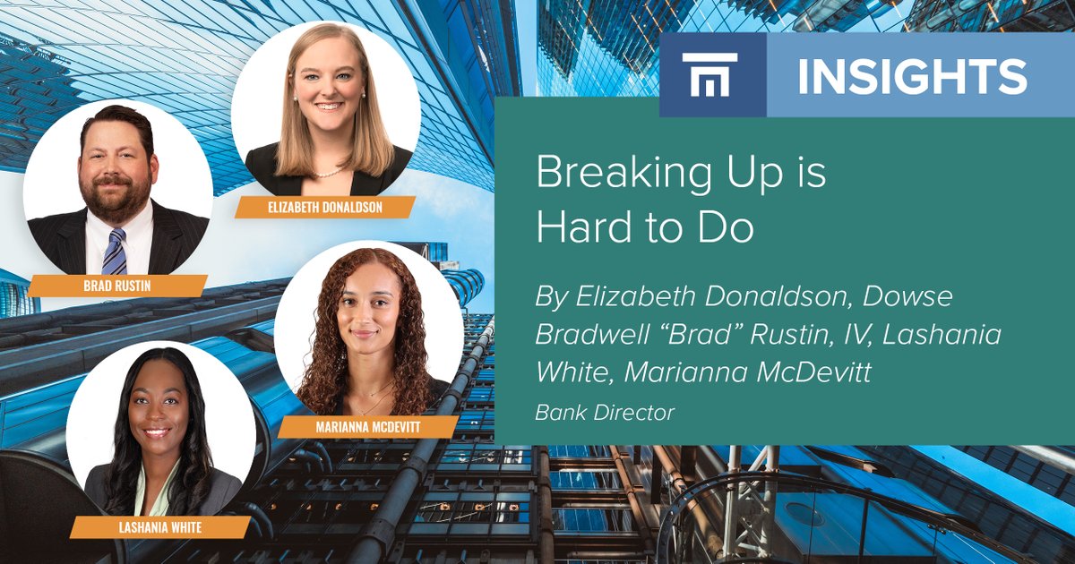 Banks are facing regulatory scrutiny over their partnerships with third parties, leading many to reassess and even sever ties. Elizabeth Donaldson, Brad Rustin, Lashania White and Marianna McDevitt offer valuable insights in @BankDirector. Read more: bit.ly/3UMpoMa