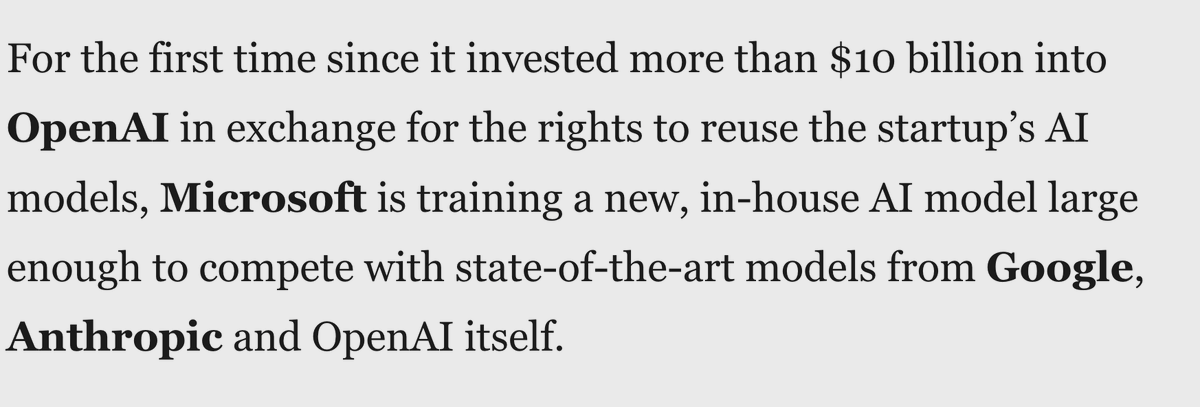 As I predicted, Microsoft is training its own LLM

It's called MAI-1, a 500B param model, and may be previewed at their Build conference.

When this model becomes available, it will only be natural for MSFT to push this instead of the GPT line. 

As predicted, OAI and MSFT are