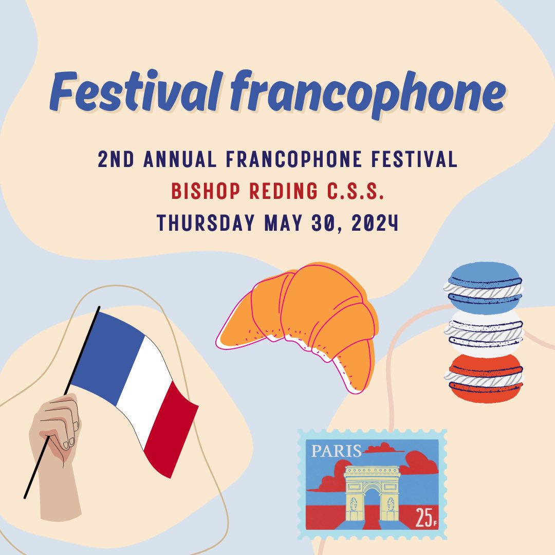 Mlle / Ms. Belmonte (@mlle_belmonte) on Twitter photo FESTIVAL FRANCOPHONE 🇫🇷
BR’s 2nd annual Francophone Festival! Stay tuned for details ✈️🎨🎶🥐 #FrancoFest2024
<a href="/BishopReding/">Bishop Reding</a> <a href="/HCDSBFrench/">HCDSBFrench</a> <a href="/MmeLHurst/">Lindsay Hurst</a> FESTIVAL FRANCOPHONE 🇫🇷
BR’s 2nd annual Francophone Festival! Stay tuned for details ✈️🎨🎶🥐 #FrancoFest2024
<a href="/BishopReding/">Bishop Reding</a> <a href="/HCDSBFrench/">HCDSBFrench</a> <a href="/MmeLHurst/">Lindsay Hurst</a>