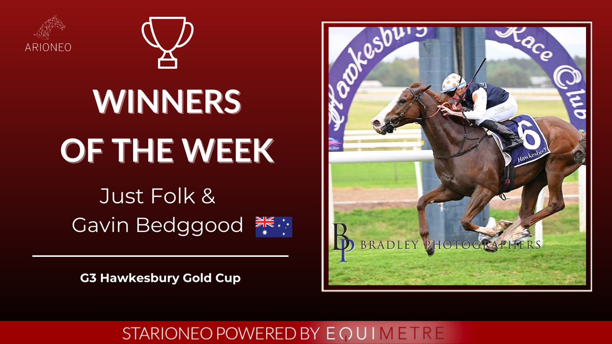 Huge congratulations to @GavinBedggood for his brilliant victory with Just Folk in the Group 3 Hawkesbury Gold Cup! Magnificent first place! 🏆🏇🎉✨ #Arioneo #Equimetre #horsedatascience #empoweryourexpertise