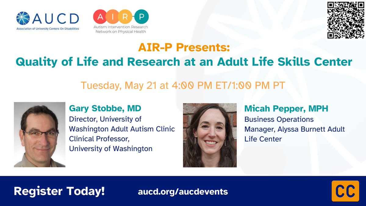 May's @AIRPNetwork webinar will discuss evidence supporting the benefit in physical and mental health and quality of life through community participation for adults with IDD. Be there May 21 at 4 PM ET ➡️ bit.ly/3UH8DSK