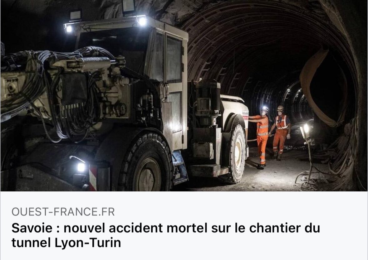 🙏🏻 J’adresse mes sincères condoléances aux proches et aux collègues de l’ingénieur décédé en fin de semaine dernière sur le chantier du tunnel du TGV Lyon-Turin. #Savoie