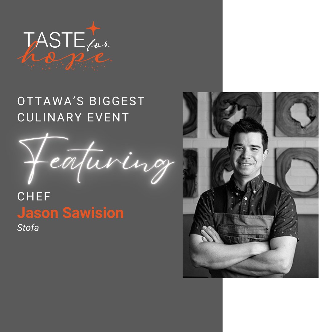One of Ottawa’s most accomplished chefs, Jason Sawision, owner & chef at Stofa will be at #TasteforHope2024! One of Canada’s top 100 restaurants in 2019, Stofa offers a welcoming setting for some of the city’s most creative gastronomy! Get your tickets: tasteforhopesgh.ca