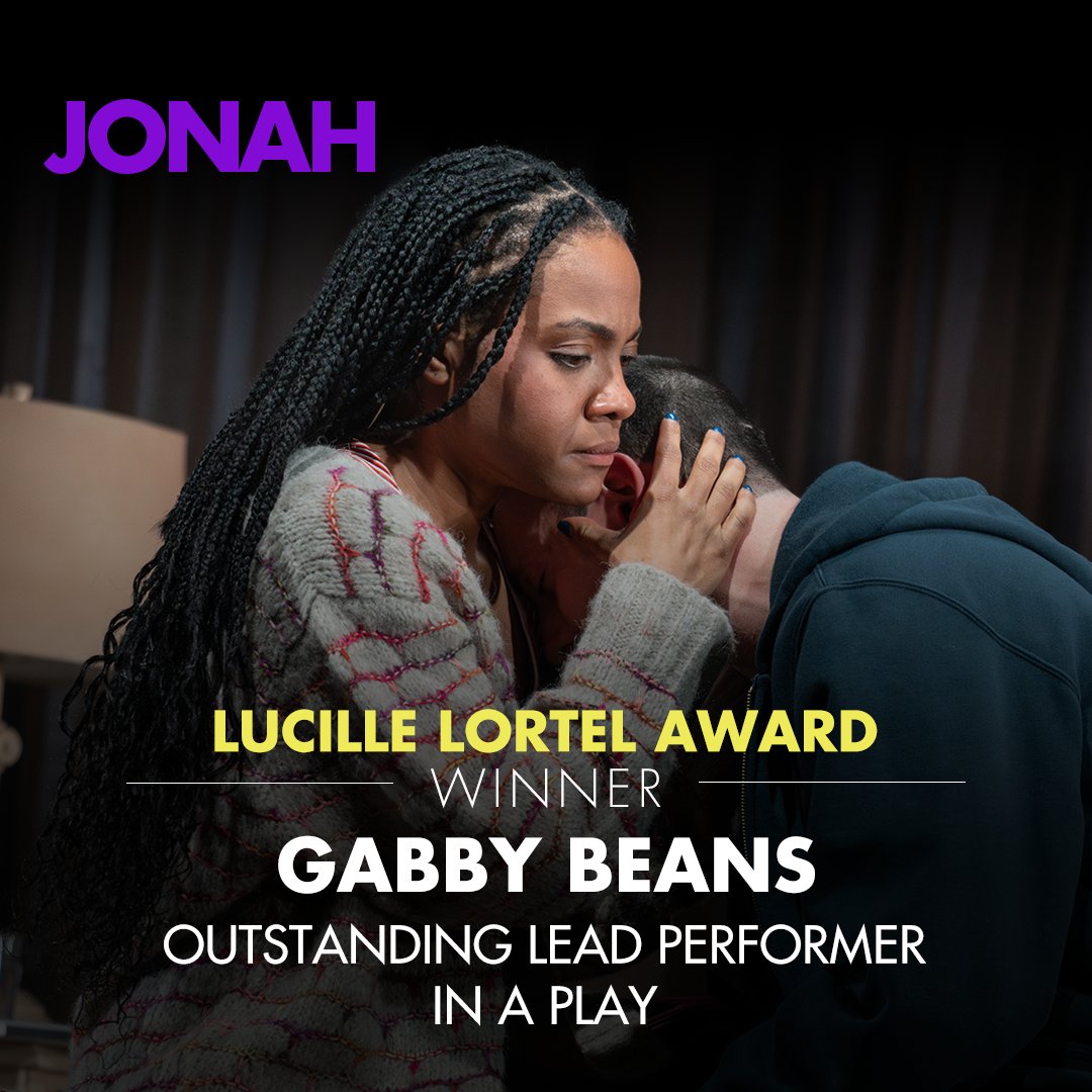 Gabby Beans is a Lucille Lortel Award winner! Congratulations on winning Outstanding Lead Performer in a Play for your powerful portrayal of “Ana” in JONAH 💜
