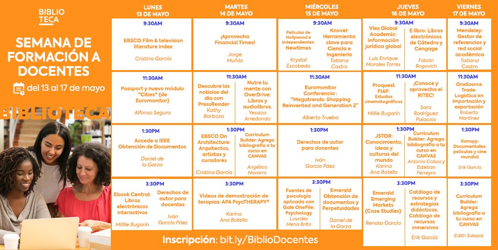 Profesor, no te pierdas la Semana de Formación a Docentes. Consulta toda la oferta e inscríbete en 
👉 bit.ly/BiblioDocentes