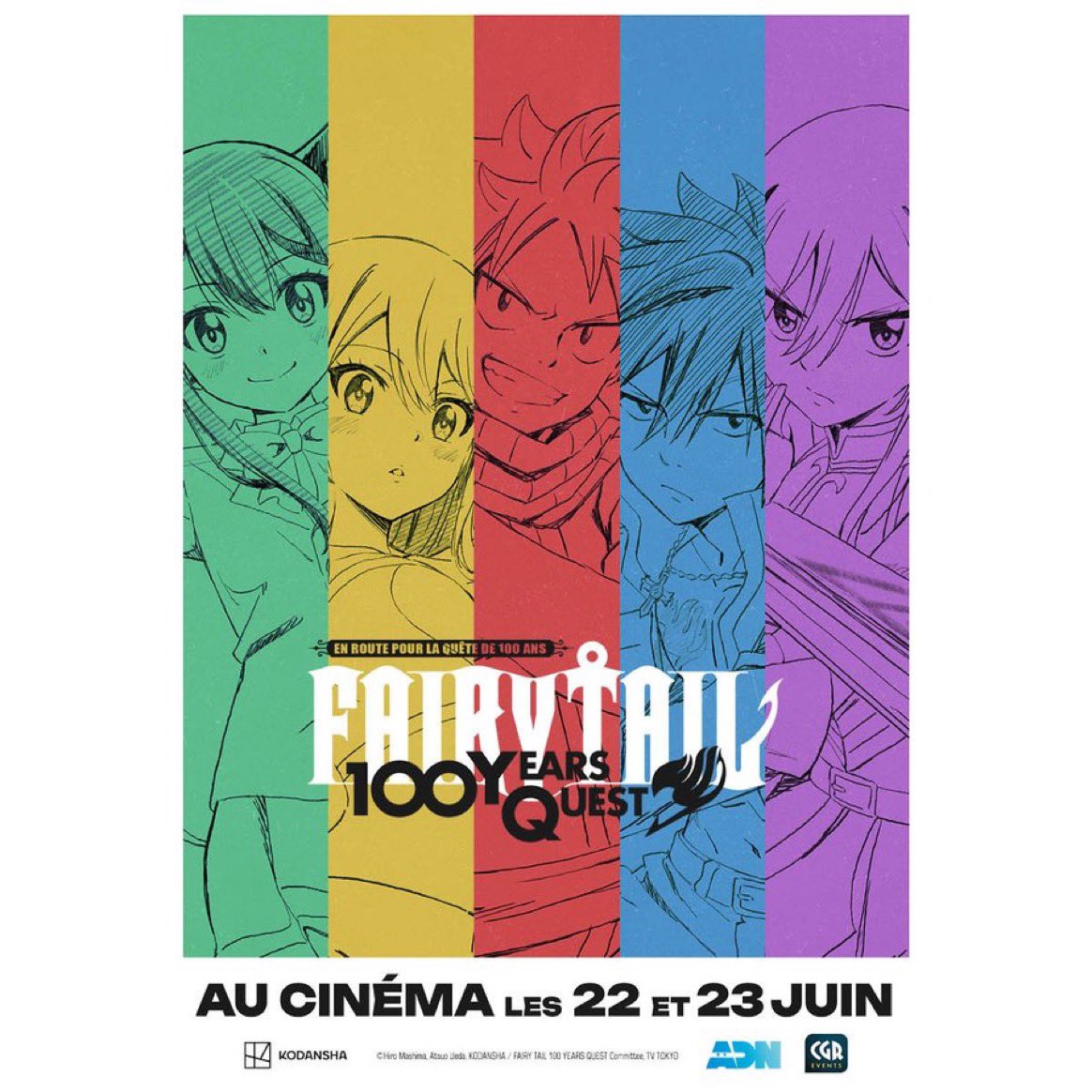 L’anime Fairy Tail : 100 Years Quest arrive en avant-première en France au cinéma grâce à @ADNanime et @CGR_Events Retrouvez les samedi 22 et dimanche 23 juin, les trois premiers épisodes diffusés en exclusivité sur grand écran ! La Billetterie ouvrira le 30 mai à 16 h.