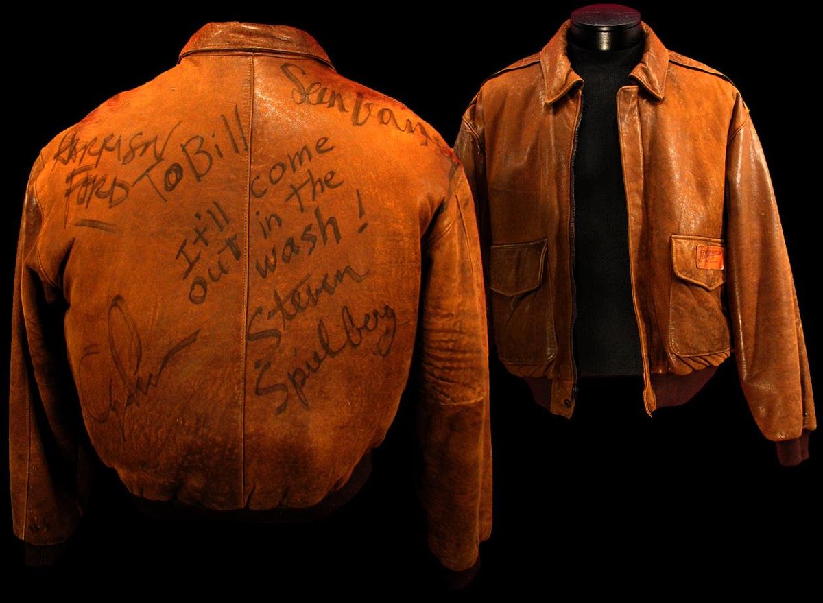 #indianajones @ILMVFX Can you imagine owning this piece? From ILM's William Forsche: My “Indiana Jones and the Last Crusade” crew jacket that was hand signed to me by Steven Spielberg, George Lucas, Harrison Ford, and Sean Connery during the film’s production.