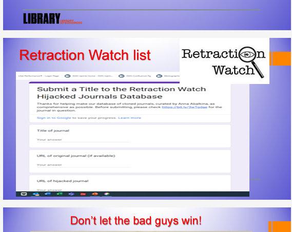 Transfers of journal ISSNs can be highly suspicious and may be orchestrated by bad guys. The head of ISSN of the Library of Congress encourages to report #hijackedjournals to the @RetractionWatch Hijacked Journal Checker.