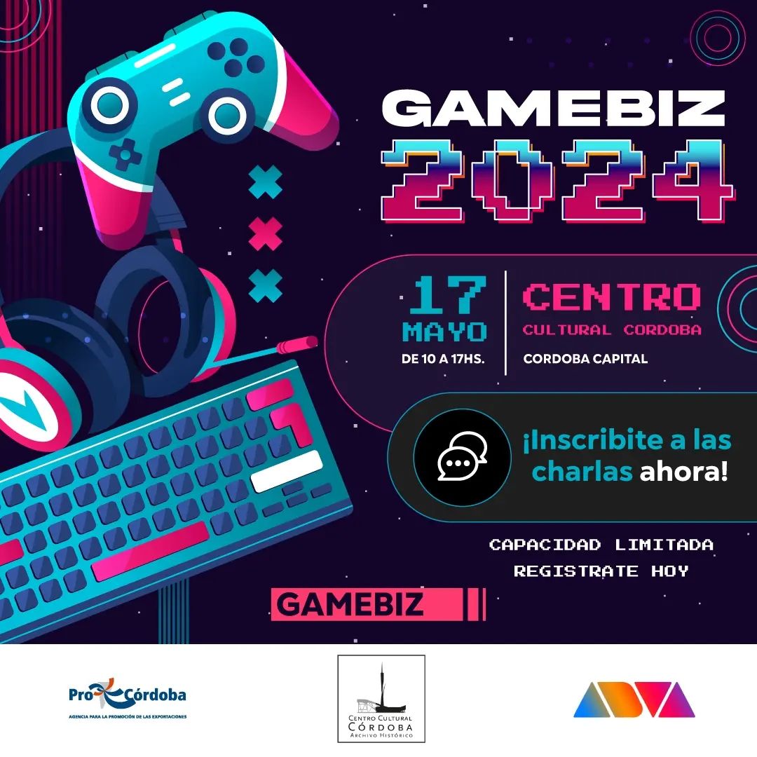 Llega una nueva edición de Gamebiz, el evento cordobés que busca potenciar negocios en el sector local e internacional de videojuegos. 

🤝 Rondas de negocios: 16 de mayo
🎙️ Charlas: 17 de mayo
📌 Centro Cultura Córdoba

Inscripciones y más información en➡️gamebiz.ar