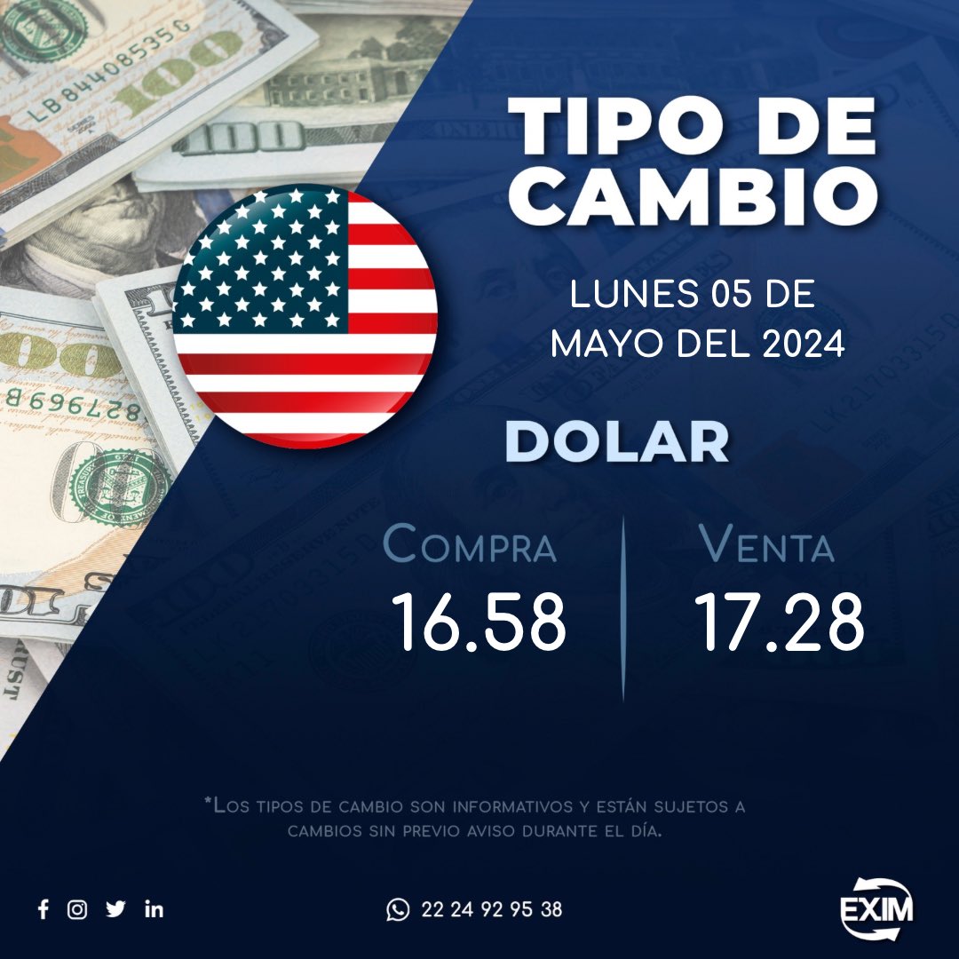 ¡Buenos días!
Les compartimos el #TipodeCambio peso/dólar

#exportación #importación #comercioexterioryaduanas