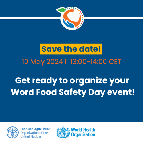 🗓️📌 | #SaveTheDate❗️

👉If you want to hold an event or activity to help raise awareness about food safety, join us for the World Food Safety Day Planning Webinar.

🗓️ 10 May 2024
🕐13:00-14:00 CET
➕ℹ️➡️ bit.ly/3UvOKwB

#WorldFoodSafetyDay