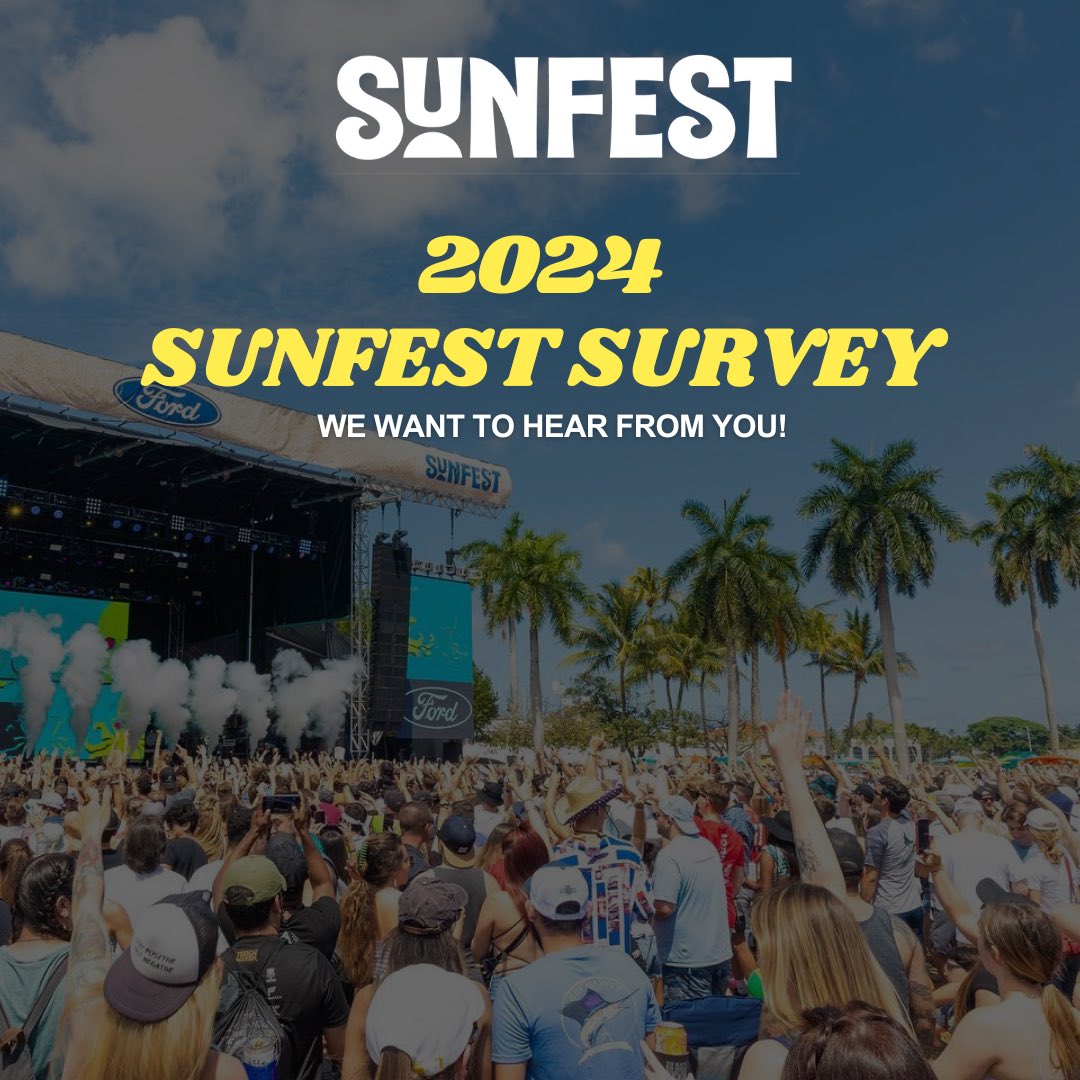 We are always striving to make SunFest better year after year! Check out our survey in our #linkinbio and take a minute to let us know what you loved this year and anything you’d like to see done differently. We appreciate your feedback and can’t wait to see you back in 2025! 🎸