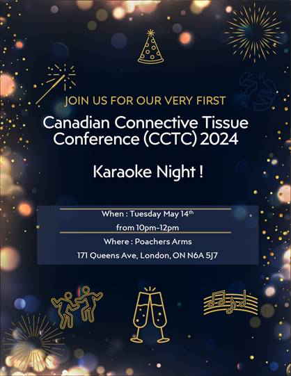 Get ready to unleash your inner rockstar at the 28th Annual Canadian Connective Tissue Conference Karaoke Social Night! 🎤 

Not into singing? You can still join us for socializing at the bar.🥂 

#CCTC2024
