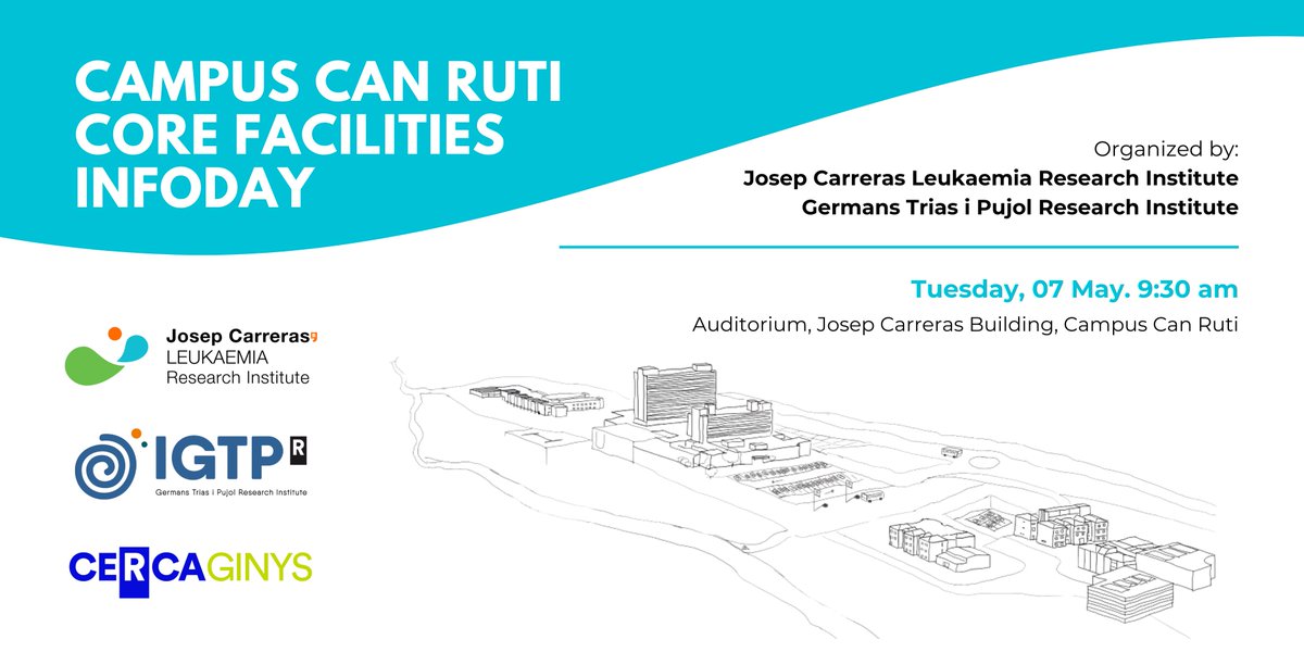 At the #CanRutiCampus, we have state-of-the-art Core Facilities 🔬 to support our research. If you want to learn more about their services and equipment, join us online tomorrow in our Core Facilities Infoday, co-organised by @GTRecerca and #IJC. 🗓️ Tomorrow 07 May at 9:30 🔗