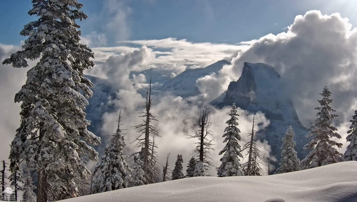 Here’s a snowy Cinco De Mayo view of Half Dome from the Yosemite National Park webcam.