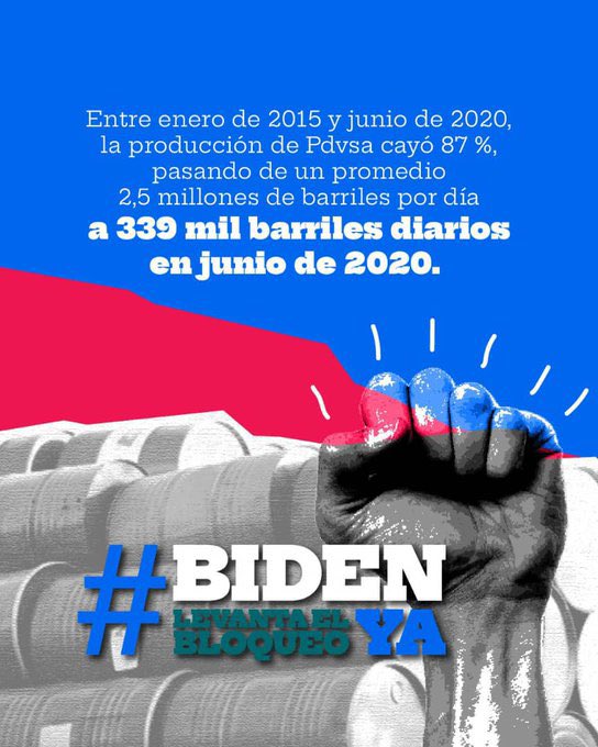 El bloqueo económico le ha costado a Venezuela una inigualable limitación de ingresos por exportación petrolera, ingresos que son requeridos para atender las necesidades del pueblo venezolano que se ha visto vulnerado en cada arremetida imperial. #PatriaSeguraConNico