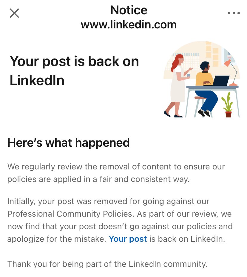 Thank you for fixing your error @LinkedIn.