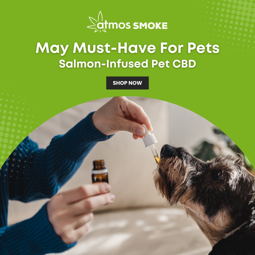 Looking for a way to show your furry friend some extra love this May? 🐶🐾

Our Salmon Infused Pet Tincture, formulated with nano-CBD technology for enhanced absorption, can potentially help support your pet's overall well-being. ✨

#AtmosSmoke #Pets #htxpets #Texas #CBD