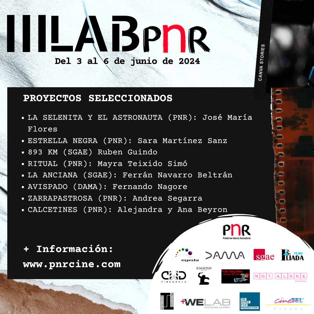 Estos son los 8 proyectos seleccionados para III LAB PNR. Esta es una iniciativa de PNR con el apoyo de DAMA, SGAE y EGEDA.
#elcortoescine #cineespañol #pnr #damaautor #sgae #egeda #labpnr #cortometraje #rubenguindo
<a href="/JoseMariaFLO/">José María Flores</a> <a href="/Alebaronc/">Alejandra Beyron</a> <a href="/AnixbaronAna/">Ana Beyron</a> #fernandonagore