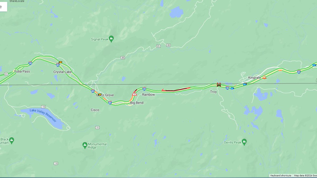 #TrafficAlert WB I-80 near Cisco Grove is closed due to a overturned big rig. A detour has been provided. No ETO @PlacerCA @NevadaCountyCA @CHP_Truckee @CHPGoldRun