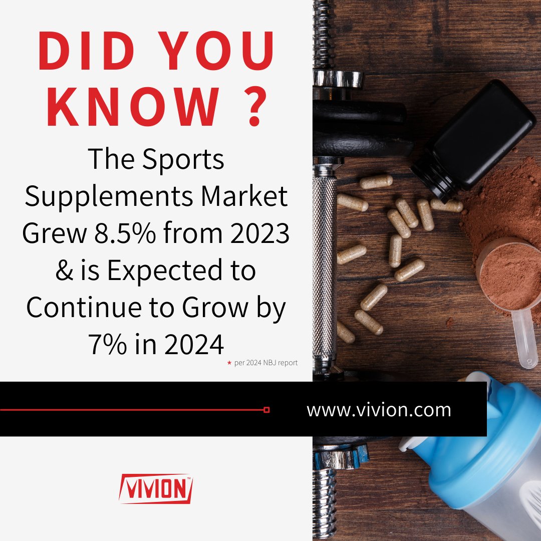 Lead the way in the growing #sports #supplement market with Vivion's premium #nutraceutical #ingredients. Discover how our products can fuel your success: hubl.li/Q02tpFKb0 #Health #Wellness #Capsules #Bulk #Wholesale #FitnessJourney #Supplier #Distributor #Gym